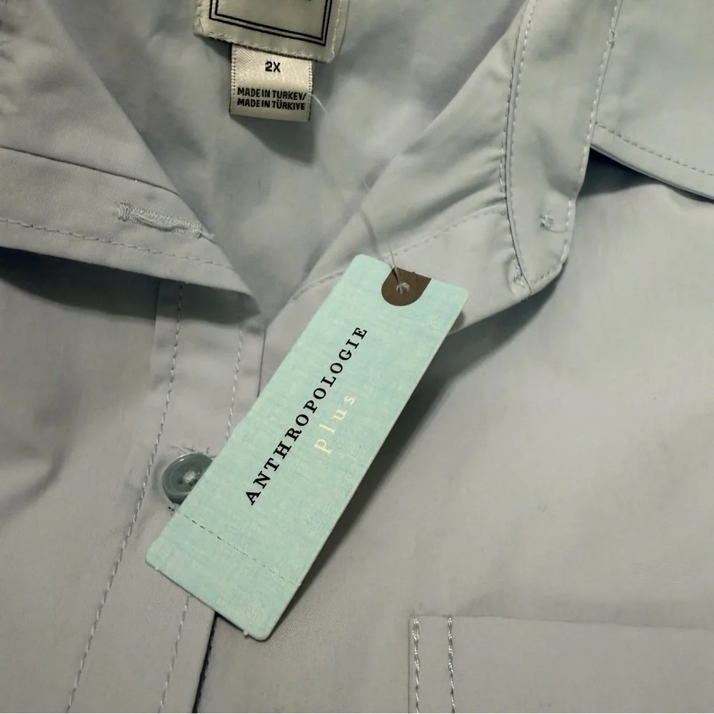 NWT Anthropologie Maeve The Bennet Buttondown Shirt | Light Blue | Size 2X - Picture 4 of 7